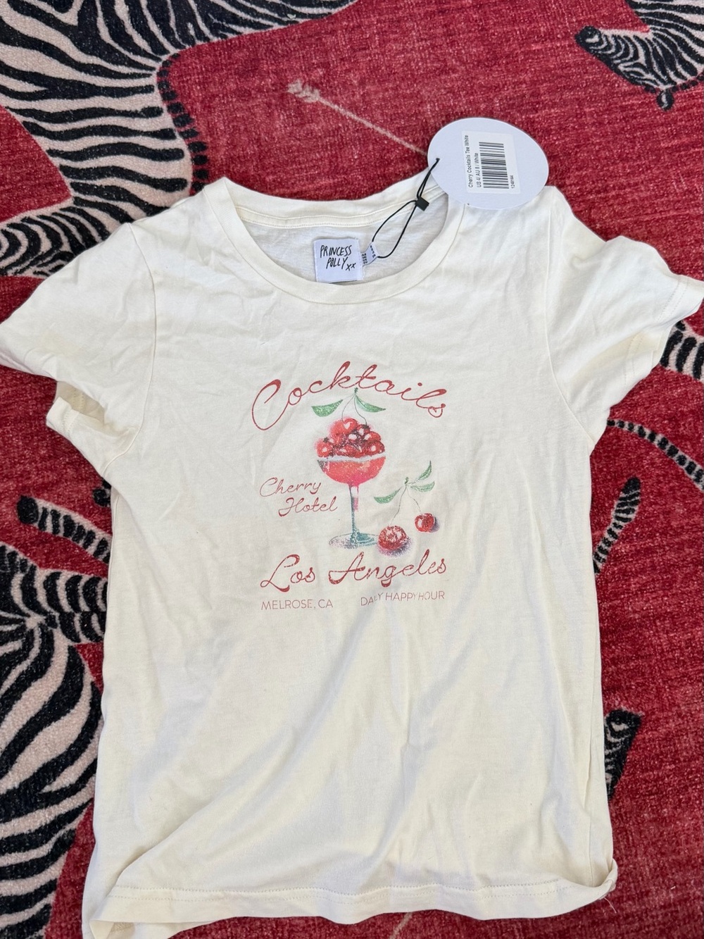 Princess Polly Cream 'Cocktails Los Angeles' Graphic Tee